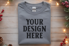Gildan 64000 Sport Grey Folded Christmas Flat Lay T-shirt Product Image 1