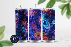 Neon Floral Digital Papers, neon tropical paper Product Image 2