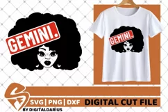 Gemini Zodiac Sign svg, Horoscope svg, Black Woman svg, Afro Product Image 2