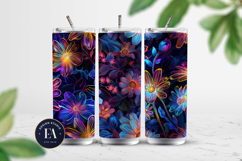 Neon Floral Digital Papers, neon tropical paper Product Image 2