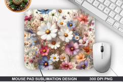 Flowers Mouse Pad Sublimation, Spring Mouse Pad PNG Design Product Image 1