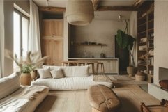 Cozy modern living room interior with natural elements Product Image 1