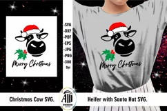 Christmas cow SVG|Heifer SVG|Santa Hat|Merry Christmas card Product Image 1