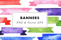 Ribbon Banners| Watercolor Promo Background in PNG & EPS Product Image 3