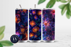 Neon Floral Digital Papers, neon tropical paper Product Image 2