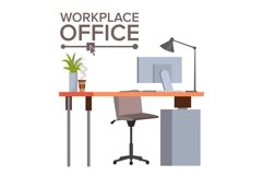 Office Workplace Concept Vector. Office Desk. Modern Product Image 1
