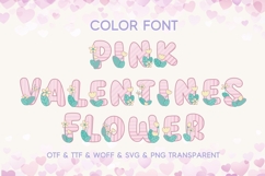 Pink Valentines Flower - Color Font Product Image 1