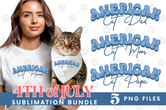 American Cat Mama Papa 4th of July USA Paw DTF PNG Bundle Product Image 1