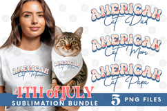 American Cat Mama Papa 4th of July USA Paw DTF PNG Bundle Product Image 1