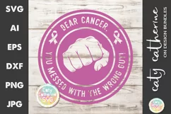 Dear Cancer Wrong Guy Cancer Ribbon Fist SVG Cut File Product Image 2