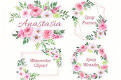 Set of Watercolor frames and wreaths, watercolor clipart Product Image 1