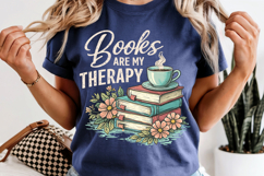 Books Are My Therapy PNG Reading Book Lover Product Image 12