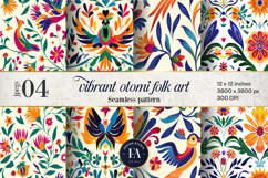 Mexican Otomi Fiesta Digital Paper | Colorful Mexican vibes Product Image 1