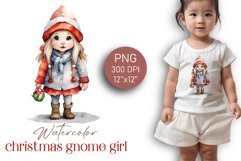 Watercolor Christmas gnome girl Sublimation PNG Product Image 1