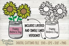Layered Mother's Day Sunflower - SVG - PNG - EPS - DX Product Image 1