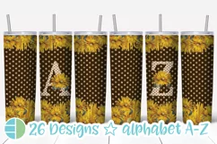 Sunflower Monogram Skinny Tumblers Alpha Sublimation Design Product Image 1