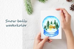 Ornament Winter .Glass bowl clipart watercolor. Snow holiday Product Image 8