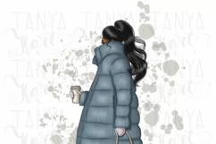 Hand-Drawn Afro Girl With Coffee Png Product Image 3