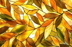 Fall Leaves Stained Glass Background Wallpaper Product Image 1