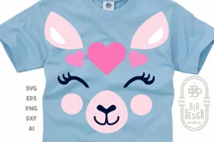 Cute Llama face with hearts SVG, Valentines Day Llama SVG Product Image 5