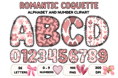 Romantic Coquette Alphabet PNG Letters &amp; Numbers 300DPI Product Image 1