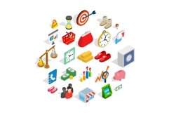 Assistance to business icons set, isometric style Product Image 1