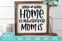 Mothers Day SVG | Home Is Wherever Mom Is | Mom SVG Product Image 6