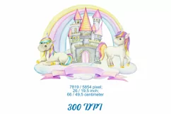 Unicorn Watercolor clipart, Instant download, rainbow clip a Product Image 2