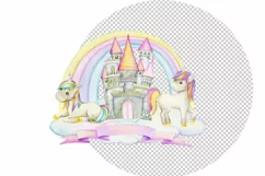 Unicorn Watercolor clipart, Instant download, rainbow clip a Product Image 3