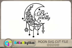 Be pretty Svg, Crescent Moon Svg, Moon Svg, Floral Moon Svg Product Image 1