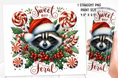 Christmas festive Raccoon Tumbler Wrap|Sublimation PNG. Product Image 2