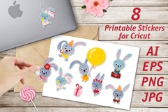 Bunny party / Printable Stickers Cricut Design Product Image 1