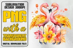 Flamingo Watercolor Sublimation PNG, Fall In Love Clipart Product Image 1