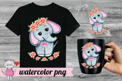Cute Elephant Watercolor png, Product Image 1