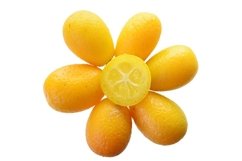 Stock Photo - Group of fresh kumquat close up top view. Product Image 1