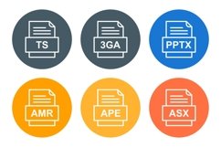 Set Of File Formats Icons Product Image 1