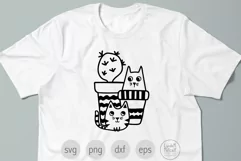 Cute Cats with Cactus Plant SVG Cut File for Cricut Product Image 3
