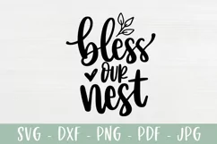 Bless Our Nest SVG - Family Farmhouse Sign - Hand Lettered Product Image 2