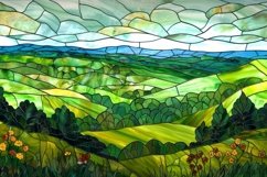 Stained Glass Greenery Background Wallpaper Product Image 1