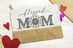 Blessed mom SVG mama Mothers day svg quote sunflower leopard Product Image 3