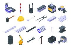 Metallurgy icons set, isometric style Product Image 1