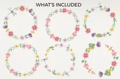 Pond Life Pink Florals 6 Wreaths Watercolor Dragonfly Leaves Product Image 3