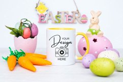 Easter Mug Mockup 11 Oz Blank White Coffee Cup Yellow Handle Product Image 1