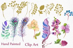 Watercolor masks and flowers clipart Product Image 2