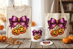 Purple Halloween Bow Pumpkin PNG, Gothic Coquette Sublimatio Product Image 1
