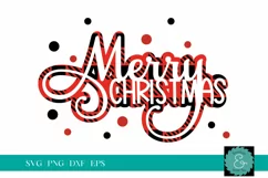 Plaid Merry Christmas SVG | Buffalo Plaid Christmas Cut File Product Image 1
