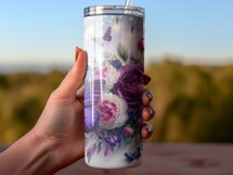 3 Photo Purple Butterfly Seamless Tumbler Sublimation Wrap Product Image 2