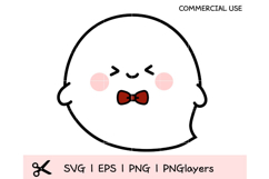 Cute Kawaii Ghost SVG | Halloween Ghost Clipart with Bow Tie Product Image 1