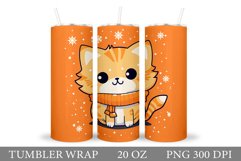 Cute Cat Tumbler Sublimation. Winter Cat Tumbler Wrap Product Image 1