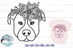 Floral Pitbull Dog SVG | Dog with Flowers SVG Cut File Product Image 1